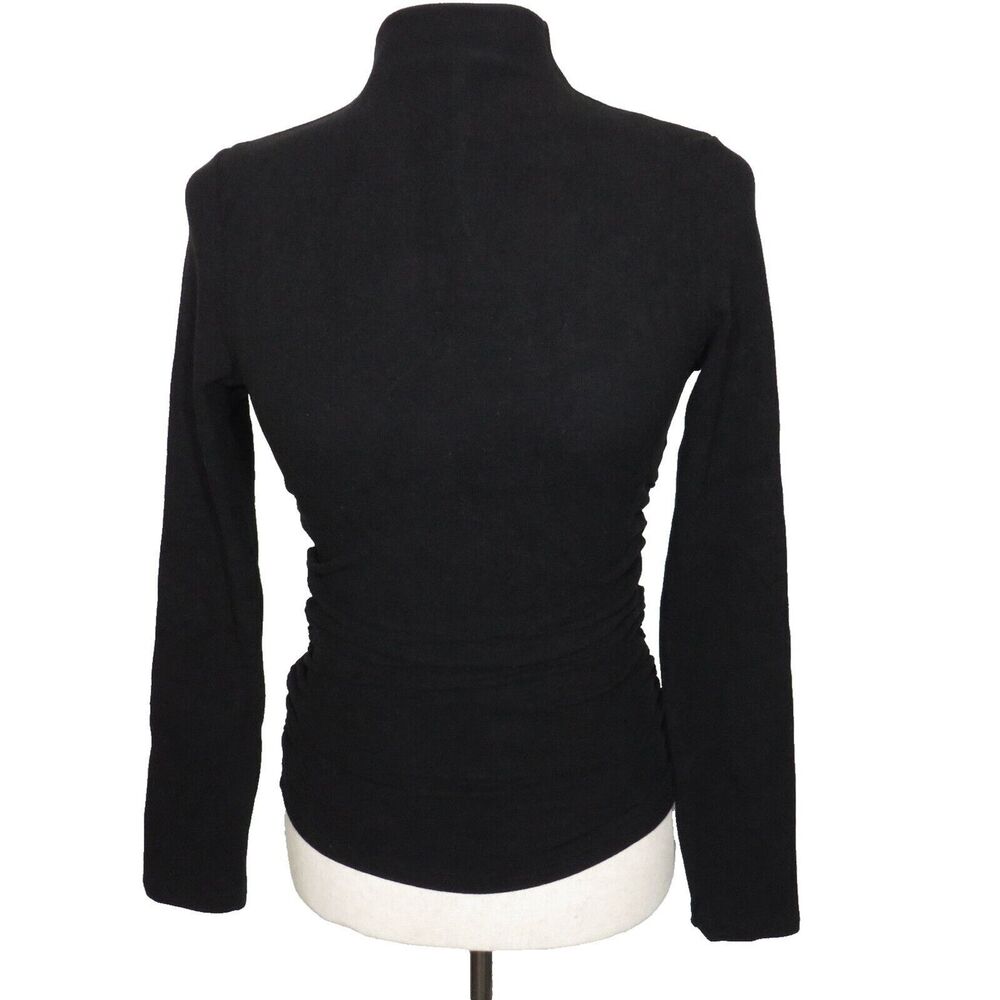 OGL Eco Mousse ProWarm Ruched Long Sleeve Mock Neck Top Black Sz Small